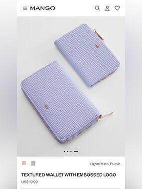 New Lilac Textured Zip Wallet MANGO
